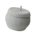 thumbnail image 2 of Cesta de almacenamiento de cuerda de algodón con tapa, moderna cesta para huevos, caja tejida para almacenamiento en el hogar Gris, 2 of 9