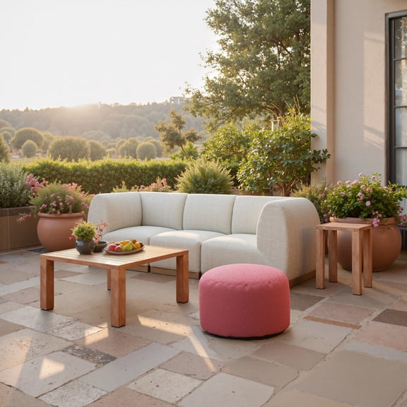 Christy Armless Chair Beige Accent Chair, Modern Style, Outdoor fabric (100% Polyester), Aluminum, Outdoor Living
