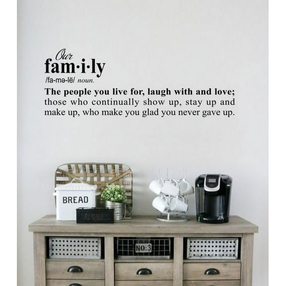 Our Family Definition Wall Decor Sticker Decal Vinyl Word Art for Decoration 33x11-Inch Black