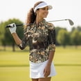 thumbnail image 4 of Uorisanigo Camo Forest Deer Women's 3/4 Sleeve Golf Top Comfortable Polyester Spandex Fabric Athletic Polo Workout Tops Quick Dry Tennis Tops with Zipper Neck Workout Sports, 4 of 7