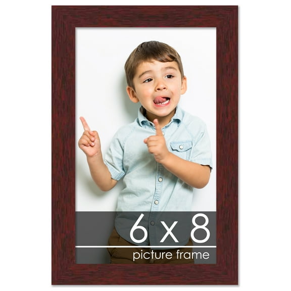 6x8 Mahogany Wood Picture Frame - UV Acrylic, Foam Board Backing, Hanging Hardware