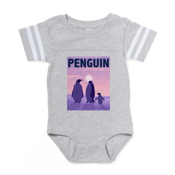 CafePress - Penguins CROP Text - Cute Infant Baby Football Bodysuit