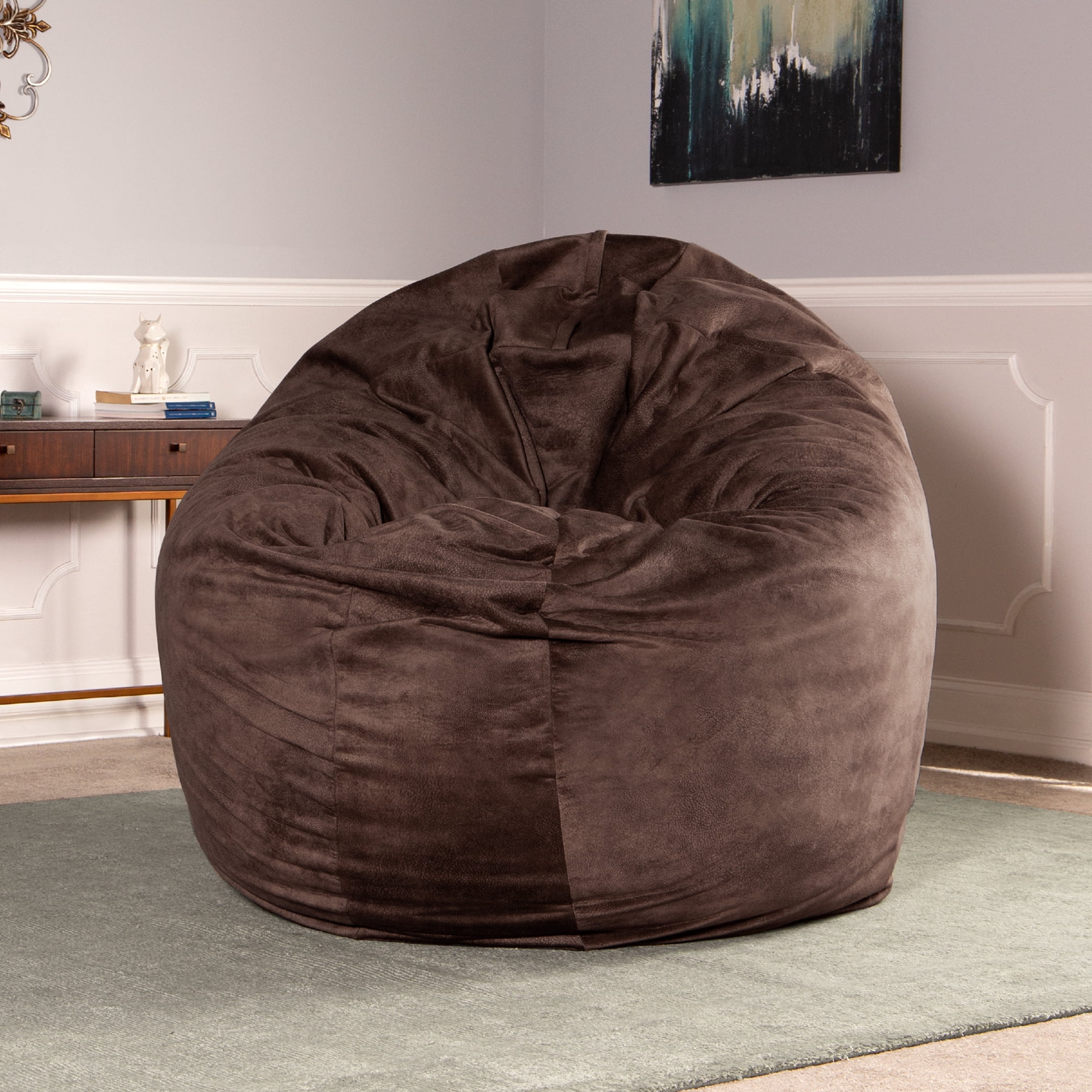Jaxx 6 Foot Cocoon- Giant Bean Bag for Adults - Padded Microvelvet, Chestnut