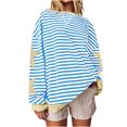 thumbnail image 5 of hotojiny Oversized Tshirt for Women Fashion Star Striped Long Sleeve Pullover Tops Casual Loose Workout Sweatshirt Streetwear, 5 of 7