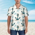 thumbnail image 2 of Susaid Anchors And Shells Print Hawaiian Shirts for Men Women,Hawaiian Summer Short-Sleeve Casual Relaxed-Fit Button-Down,Large, 2 of 7