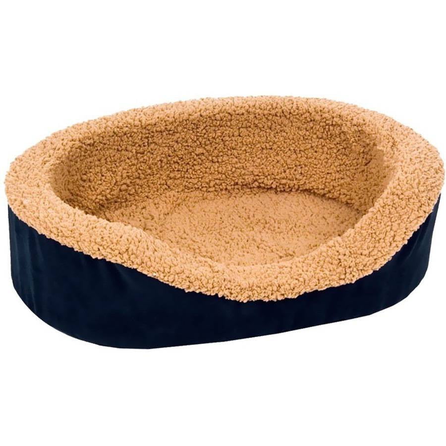 Aspen Pet Plush Suede Oval Lounger Dog Bed, Mini 18", Assorted Colors