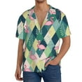thumbnail image 7 of Lsque Flamingo print Men's Cuban Collar Short Sleeve Shirt Summer Beachwear Casual Button Down Fashionable Vacation Leisure Shirt-Large, 7 of 7