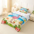thumbnail image 2 of Castle Fairy Cartoon Beach Flamingo Twin Comforter Sets 2pcs,Cocktail Hibiscus Tropical Border Bedding Set,Pink Sand,Reversible,1 Comforter and 1 Pillowcase, 2 of 6