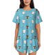 thumbnail image 1 of Balery Cat Fish Conjunto de Pijama para Mujer con Estampado, Dos Piezas de Manga Corta y Shorts, Ropa de Dormir Suave con Cuello Redondo y Bolsillos-X-Large, 1 of 6