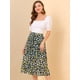 thumbnail image 3 of Allegra K Falda Estampado De Girasol De Gasa Para Mujer Negro A S, 3 of 6