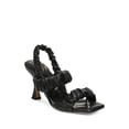 thumbnail image 1 of SAM EDELMAN Womens Black Stretch Quilted Footbed Cushioned Ruffled Marlena Square Toe Slip On Leather Slingback Sandal 6 M, 1 of 4
