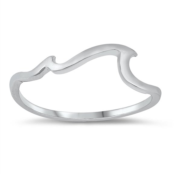All In Stock Plain Ocean Waves Band Sterling Silver Ring Size 5