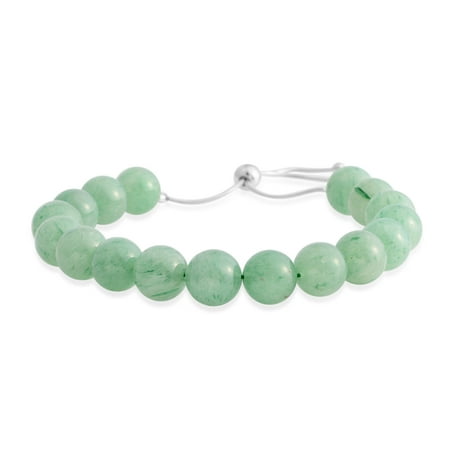 Green Mexican Bracelet - 925 Sterling Silver Round Beads Green Aventurine Bolo Bracelet Cttw 121.5