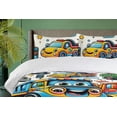 thumbnail image 2 of Ambesonne Truck Duvet Cover Set, Bus Automobile Characters Art, Twin, Marigold Sky Blue White, 2 of 4