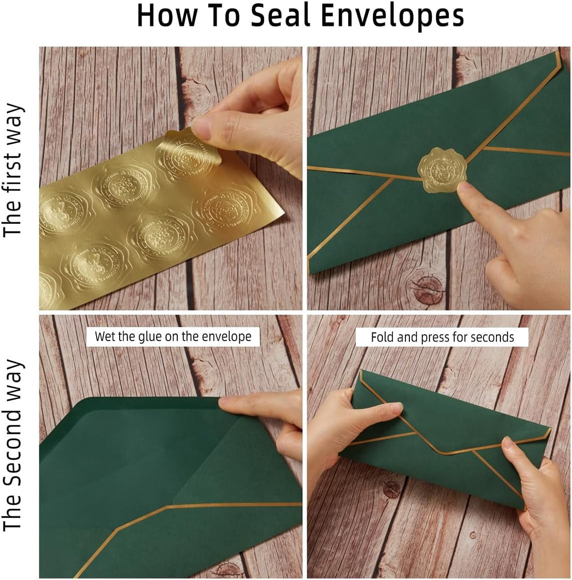 50 Pack Christmas #10 Business Envelopes with Gold Border, Self Seal Standard Envelopes with Gold Stickers for Office, Checks, Letter Mailing, Invoices, 4 1/8 x 9 1/2 Inches (Christmas Green Red)