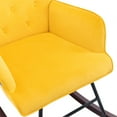 thumbnail image 6 of Rocking Chair, Modern Velvet Upholstered Accent Rocking Armchair with Fabric Padded Seat and Solid Wood Base, Comfortable Nursery Rocker Chair for Adults Kids Relaxing- Hold up to 300lbs, Yellow, 6 of 7
