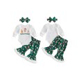 thumbnail image 2 of Cjfdfy Newborn Baby Girl Christmas Outfit Christmas Gingerbread Man Printed Long Sleeve Printed Knit Romper Flared Pants Headband Infant Cute First Christmas Fall Winter Outfits, 2 of 9