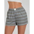 thumbnail image 5 of Musuos Women's Summer Pajama Shorts Casual Elastic Waist Wide Leg Loose Fit Plaid/Solid  Lounge Shorts, 5 of 9
