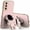 Pink, variant on Allytechgroup Cute Astronaut Case for Samsung Galaxy S24 FE with Kickstand, Glossy Shockproof Soft TPU Slim Phone Case for Women Girls - Ring Grip Holder, Gold Edge Protective Cover, Purple