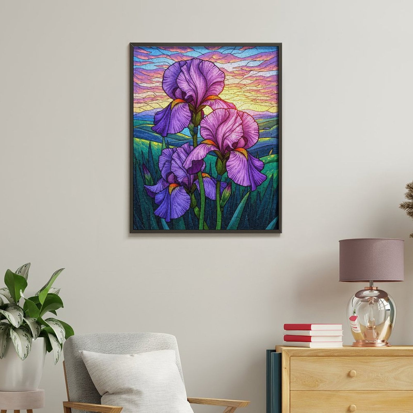 Paint by Numbers Kit for Adults, Purple Sunset Blooming Irises Paint by Numbers, Easy Paint by Numbers Kit for Adults Beginner, DIY Adult Paint by Number Kits on Canvas, Home Decor