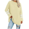 thumbnail image 2 of FITORON Casual T-Shirts for Women- V Neck Pullover Long Sleeve Comfy Funny Tops Solid Leisure Top Tops Yellow, 2 of 8
