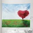 thumbnail image 1 of Trees Tapestry, Heart Shaped Branches Love and Romance Leafy Valentine's Day Pastel Sky, Fabric Wall Hanging Decor for Bedroom Living Room Dorm, 5 Sizes, Fern Green Ruby and Blue, by Ambesonne, 1 of 1