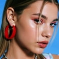 thumbnail image 3 of Red Hoop Earrings for Women Trendy Red Christmas Earring for Daughter Mom 80s 90s Neon Earring Large Hoop Earrings Accessorie Jewelry, 3 of 14