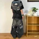 thumbnail image 4 of Pantalones vaqueros con costuras destrozadas Y2K para hombre, vaqueros negros lavados, estilo gótico, ropa de tendencia urbana, pantalones holgados retro de pierna ancha, Fall Guys, 4 of 4