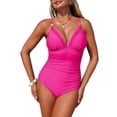 thumbnail image 4 of Duqingm Swimming Suits for Women Women Tummy Control One Piece Swimsuit - Push Up Bathing Suit Full Coverage Slimming Swimwear Hot Pink,2XL, 4 of 7