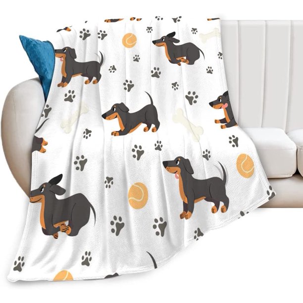 Dachshund Blanket for Human Cute Cozy Fleece Fuzzy Dachshund Blanket