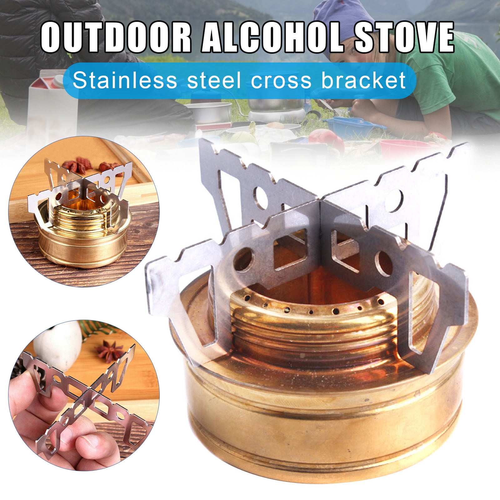 Outdoor Portable Camping Alcohol Stove Stent Pot Burner Bracket Holder Cook Tool 