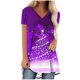 thumbnail image 1 of Camiseta Impresa con Cuello en V de Manga de Raglan de la Parte Trasera Larga Delantera Corta de las Mujeres de Navidad, Vacaciones Informales, 1 of 6