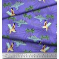 thumbnail image 2 of Soimoi Purple Modal Satin Fabric Plam Tree,Chair & Girl Beach Decor Fabric Printed Yard 42 Inch Wide, 2 of 3