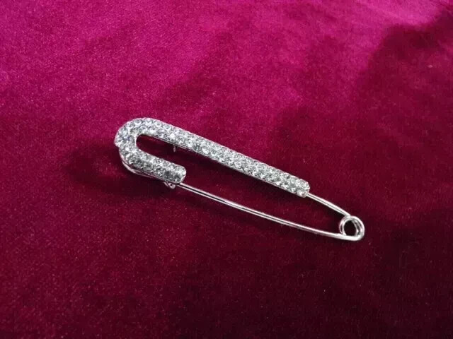Women Safety Brooch Pin 2Ct Lab-Created Diamond Round Cut 14k White Gold Plated