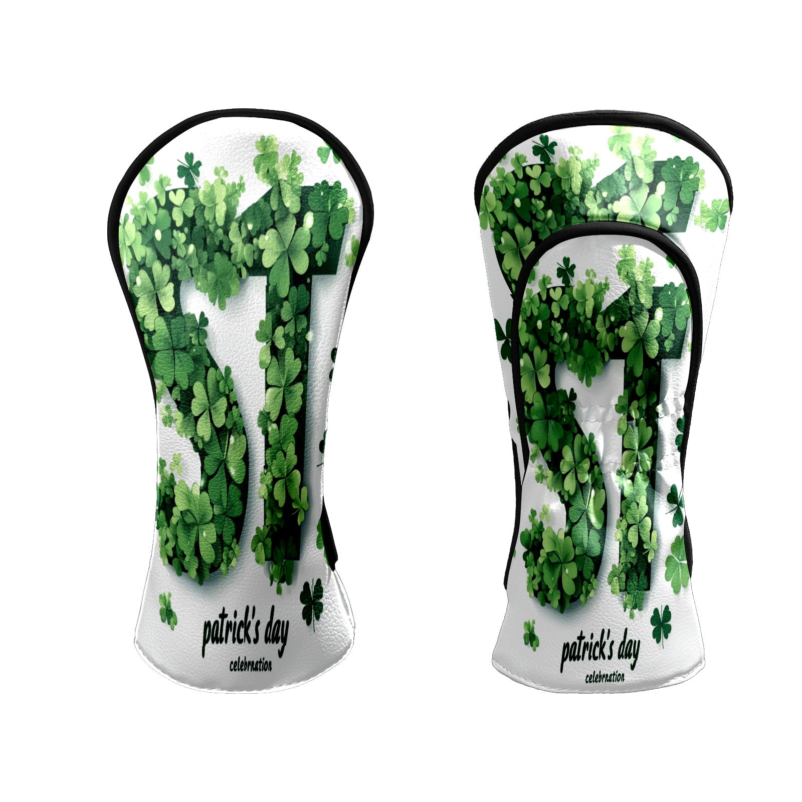 Golf Club Head Covers Clover-Styled "ST" Patrick's Decor Waterproof Leather Golf Head Covers for Men Women Driver Head Cover Fairway Headcover for Golf Lovers