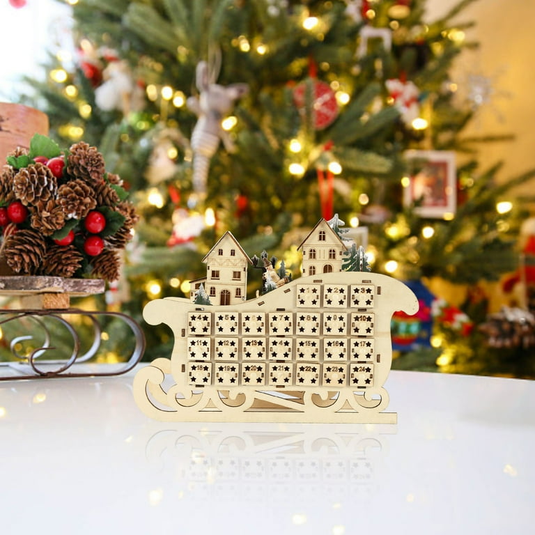 Pompotops Countdown to Christmas Calendar for Kids Santa Sleigh Shape  Christmas Wooden Advent Calendar With LED Light Village House 24 Day  Countdown Decoration With Large Drawer Box 24 Days Countdown - Walmart.com