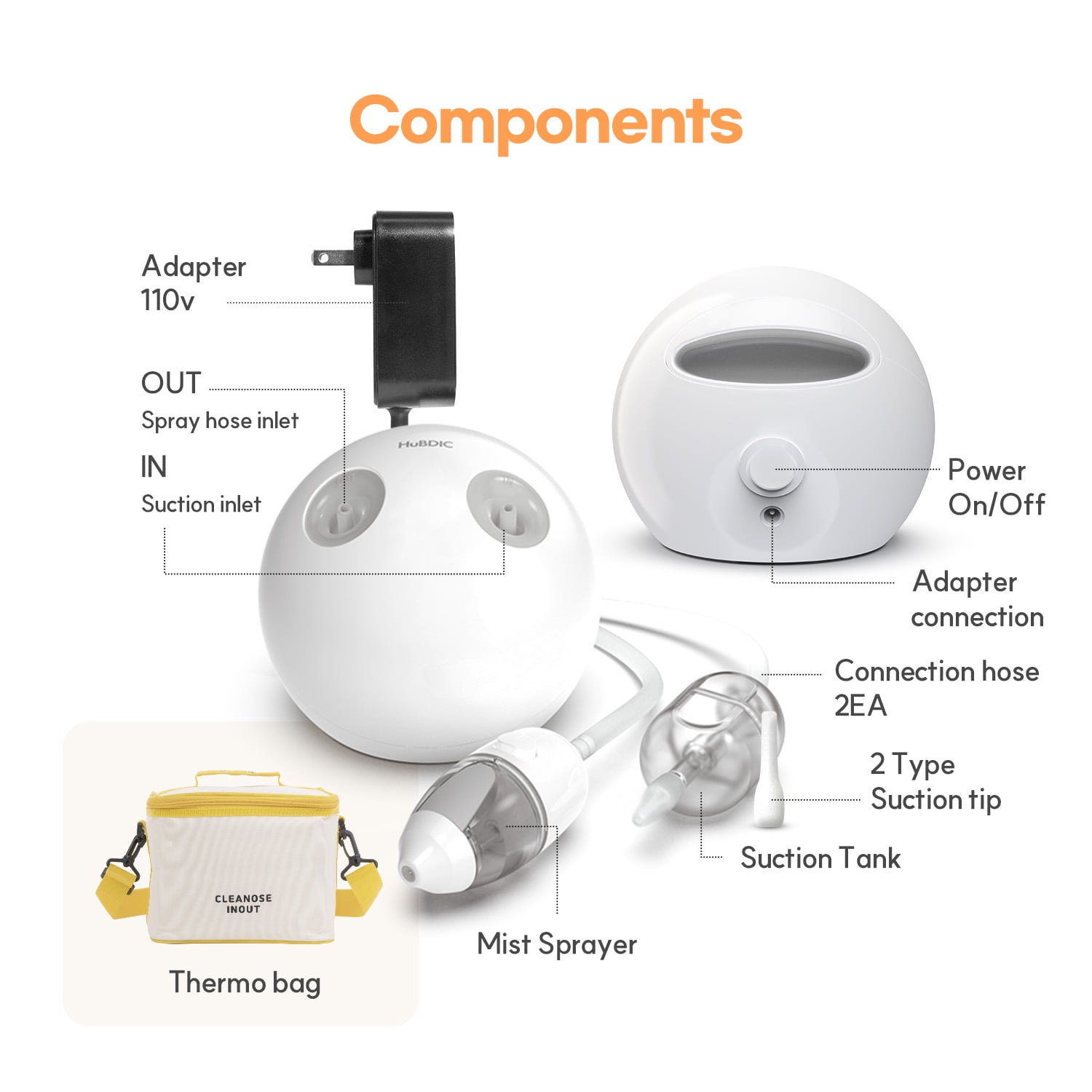 HubiBaby Nasal Aspirator for Baby, Electric Baby Nasal Aspirator, Nasal Mist Spray and Nose Cleaner Both in One, Newborns, Infants, Baby and Toddler (Gray)