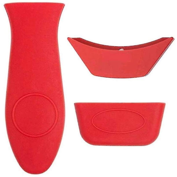Soporte de silicona para mango caliente (juego de 3), manoplas calientes, para sartenes, sartenes, sartenes y planchas de hierro fundido, mangos de utensilios de cocina de metal y aluminio -