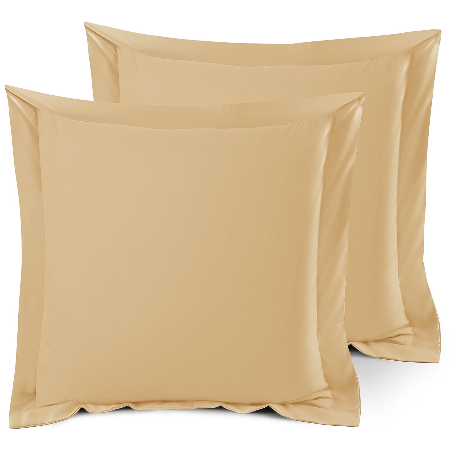 Set of 2 Euro 26"x26" Size Pillow Shams Camel Gold, Hotel Luxury Soft Double Brushed Microfiber, Hypoallergenic, Bed Pillow Cases Cover
