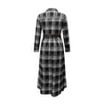 thumbnail image 5 of qucoqpe Plaid Maxi Dress for Women Fashion Vintage Lapel Long Sleeve Boho Dresses Loose Casual Buttons Belt Long Dress, 5 of 8