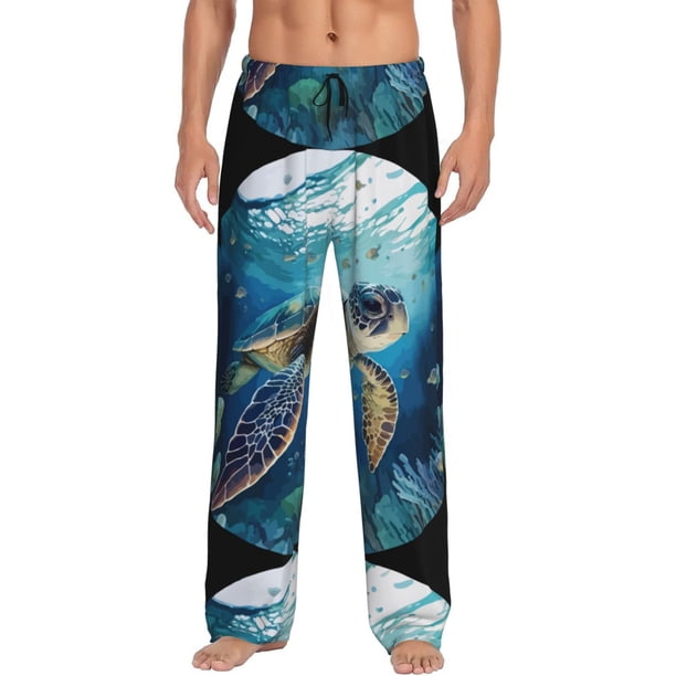 Fotbe Watercolor Turtle4 Pantalones de Pijama para Hombre, Pantalones de Dormir, Pantalones de Casa con Cintura Ajustable y Bolsillos-XX-Large