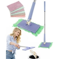 2026 Upgraded Zero Touch Snap Grip Mini Mop, Automatic Hands-Free Handle & 360° Rotating Head for Kitchen & Bathroom, 8 Washable Cloths, Multi-Surface Cleaner for Floors, Walls, Windows