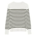 thumbnail image 3 of AJHSAKLt Sweaters for Women Long Sleeve Striped Crew Neck Bat Wing Casual Pullover Sweater Striped Sweater White, 3 of 7