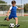 thumbnail image 2 of Bobifish Toddler Boys Soccer Uniform Set Breathable Quick Dry Color Block Short Sleeve Jersey And Shorts Sports Training Running Kids Apparel, 2pc, 2 of 4