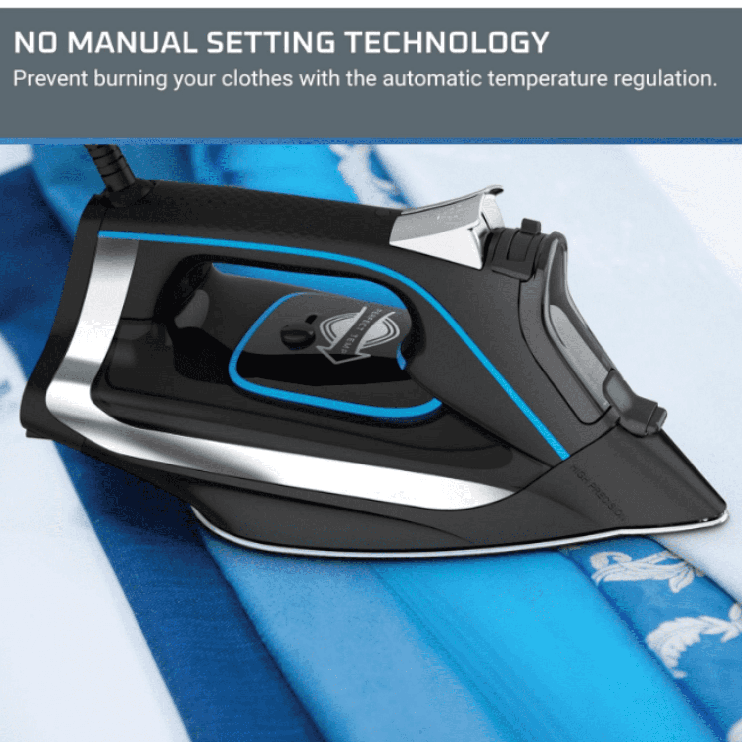 Smart Steam Iron, Perfect Temp Technology, 35 Gram/Minute of Continuous Steam Output, DW3261U1, Auto Shutoff, Black