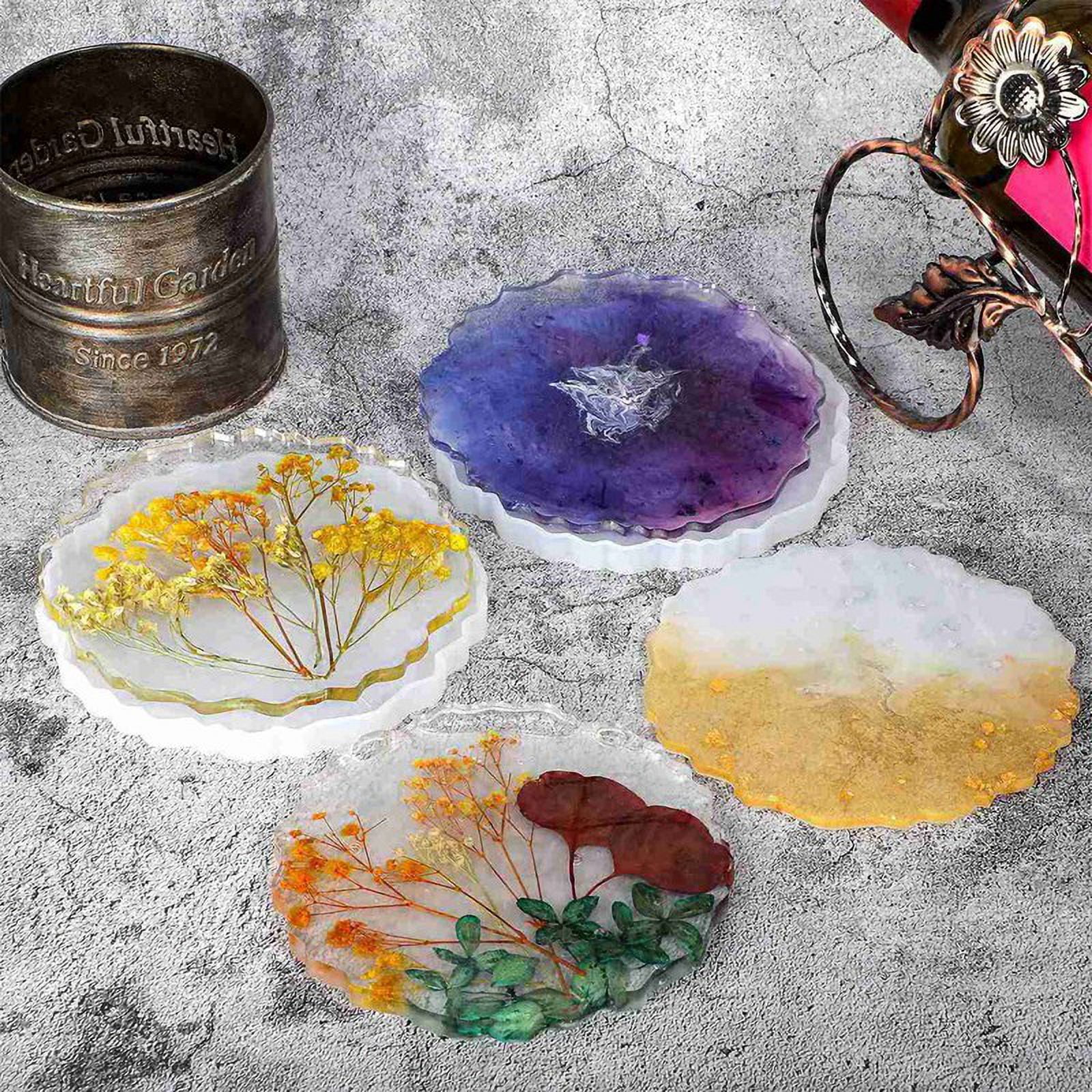 18Pieces Resin Coaster Mold Silicone Geode Mold Irregular Wave Shape Mold Tray Mold Coaster Casting Mold