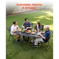 thumbnail image 2 of KFFKFF Expandable Outdoor Patio Dining Table, 32–63 inch Rectangular Table for 4-6, Aluminum Frame with Steel Slat Design, Durable Furniture for Lawn, Garden, Porch, Dark Gray, 2 of 9