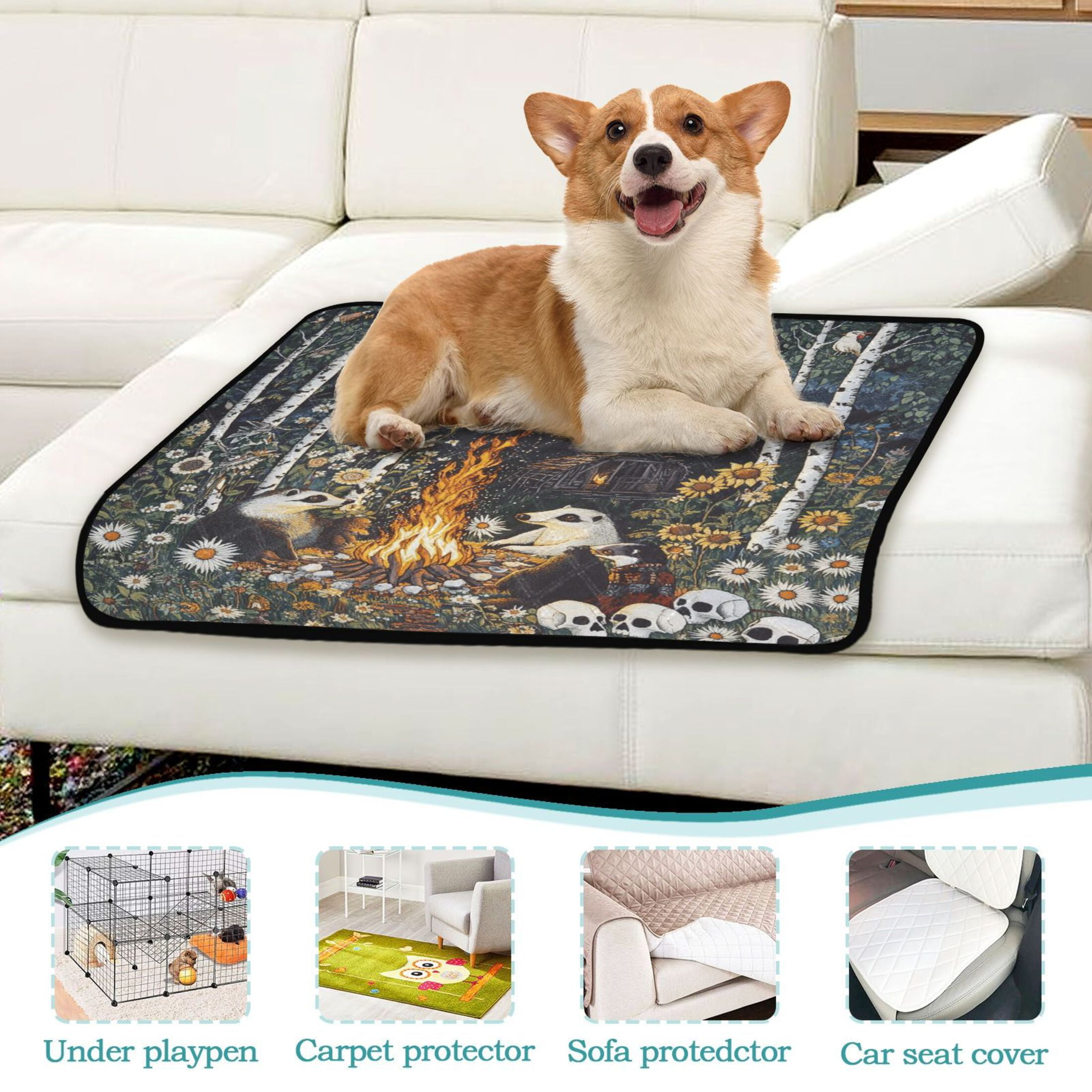Qxltty Skunk Roasting Cat litter Pads Pet Set of 3 Diaper Mats Center Anti-leakage Layer Absorbent Soft and Comfortable