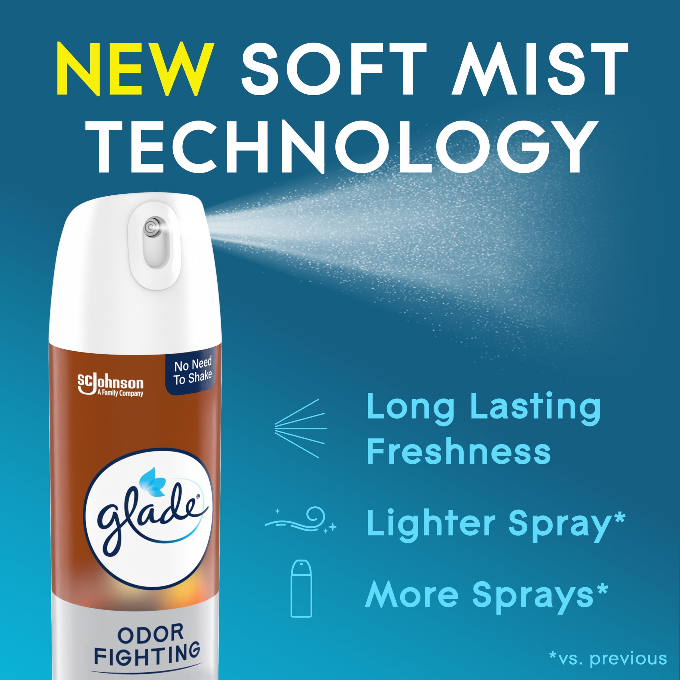 (3 pack) Glade Odor Fighting Soft Mist Air Freshener Room Spray, Cashmere Woods, 16.0oz, 3 Pack, 6 Count