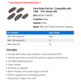 thumbnail image 2 of Front Brake Pad Set - Compatible with 1988 - 1991 Honda CRX 1989 1990, 2 of 2